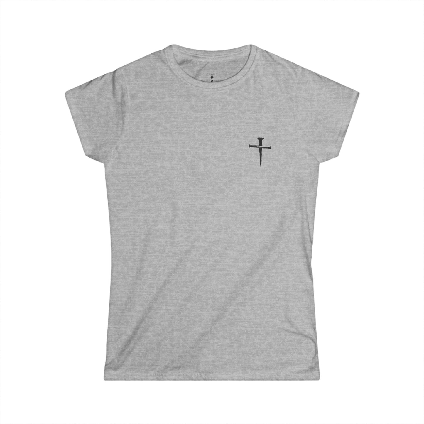 Women's Softstyle Tee with Minimalist Cross Design | Casual Faith-Inspired Shirt
