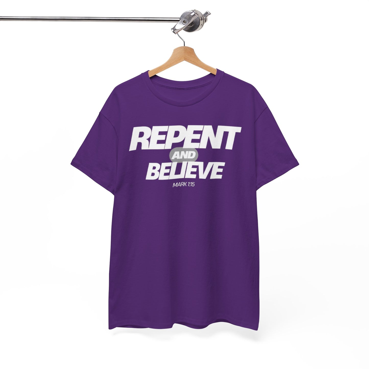 Repent and Believe Christian Jesus Faith Unisex Heavy Cotton Tee