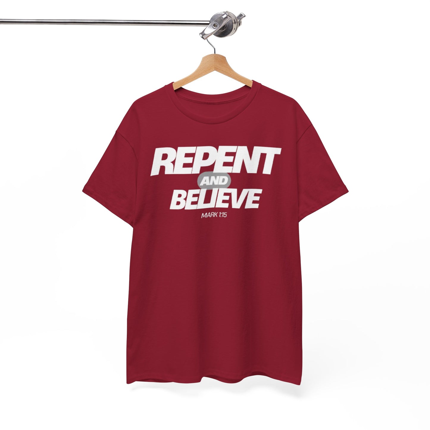 Repent and Believe Christian Jesus Faith Unisex Heavy Cotton Tee