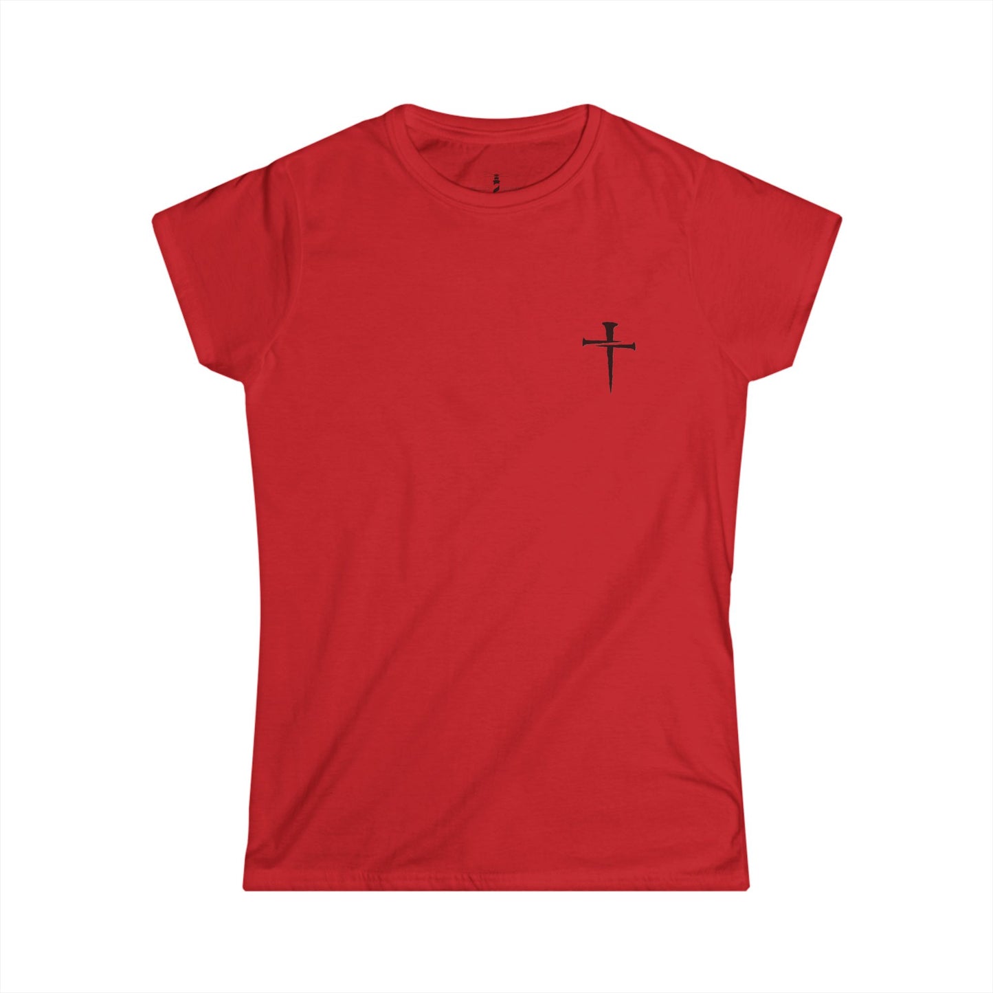 Women's Softstyle Tee with Minimalist Cross Design | Casual Faith-Inspired Shirt