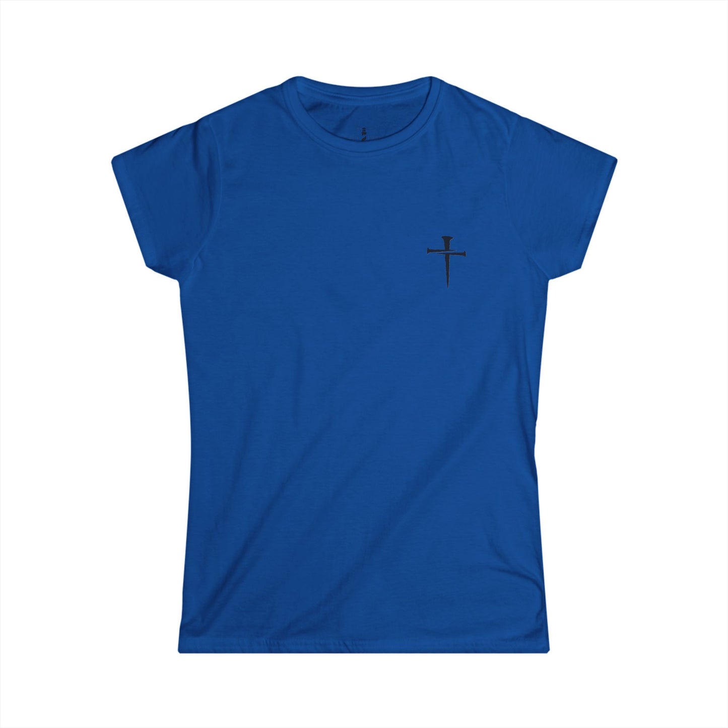 Women's Softstyle Tee with Minimalist Cross Design | Casual Faith-Inspired Shirt