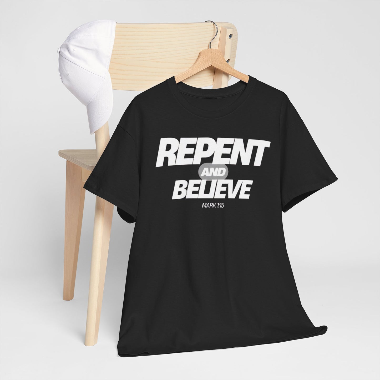 Repent and Believe Christian Jesus Faith Unisex Heavy Cotton Tee