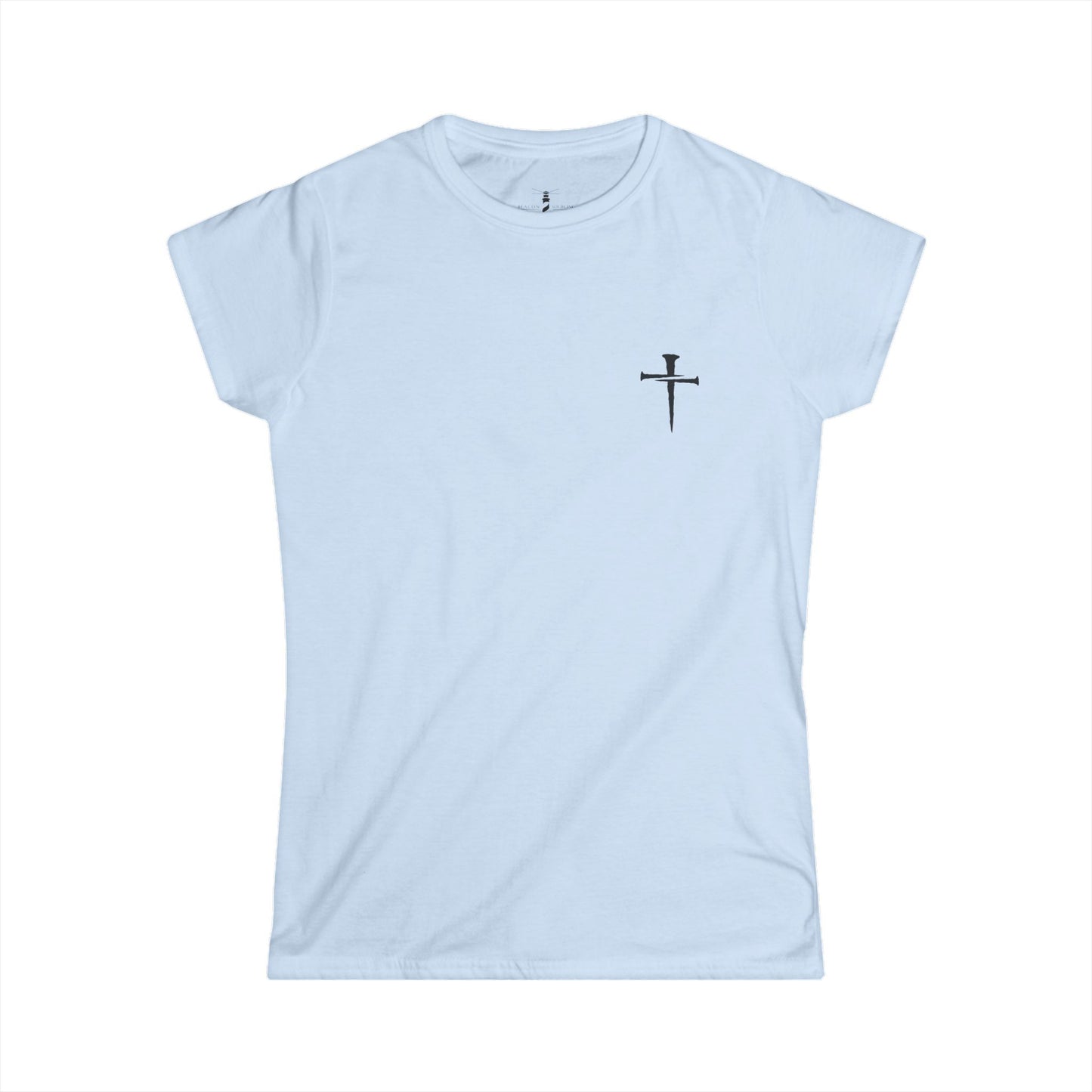 Women's Softstyle Tee with Minimalist Cross Design | Casual Faith-Inspired Shirt