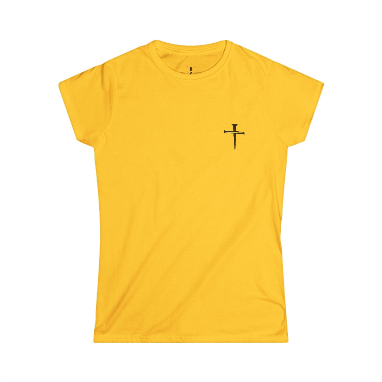Women's Softstyle Tee with Minimalist Cross Design | Casual Faith-Inspired Shirt