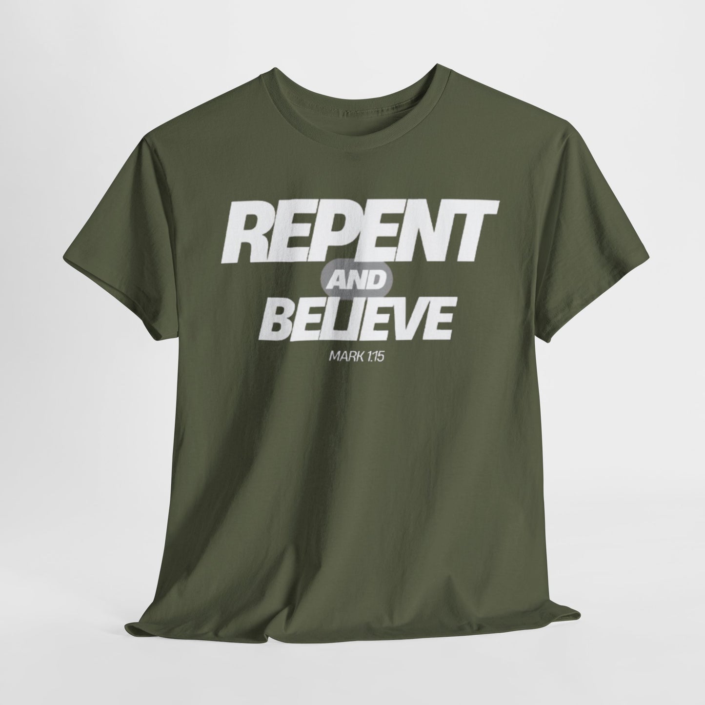 Repent and Believe Christian Jesus Faith Unisex Heavy Cotton Tee