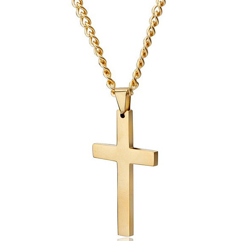 Classic Men's Cross Necklace in Gold, Black, or Silver