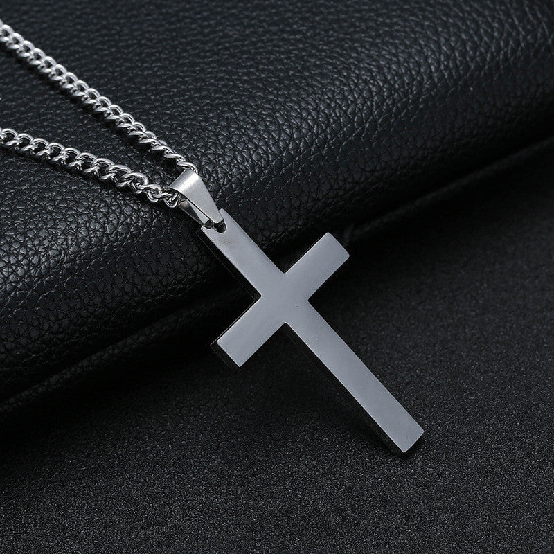 Classic Men's Cross Necklace in Gold, Black, or Silver
