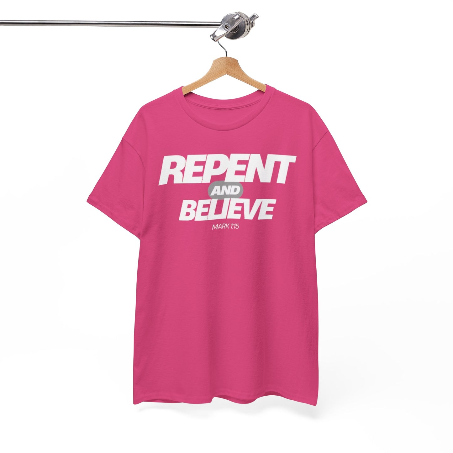 Repent and Believe Christian Jesus Faith Unisex Heavy Cotton Tee