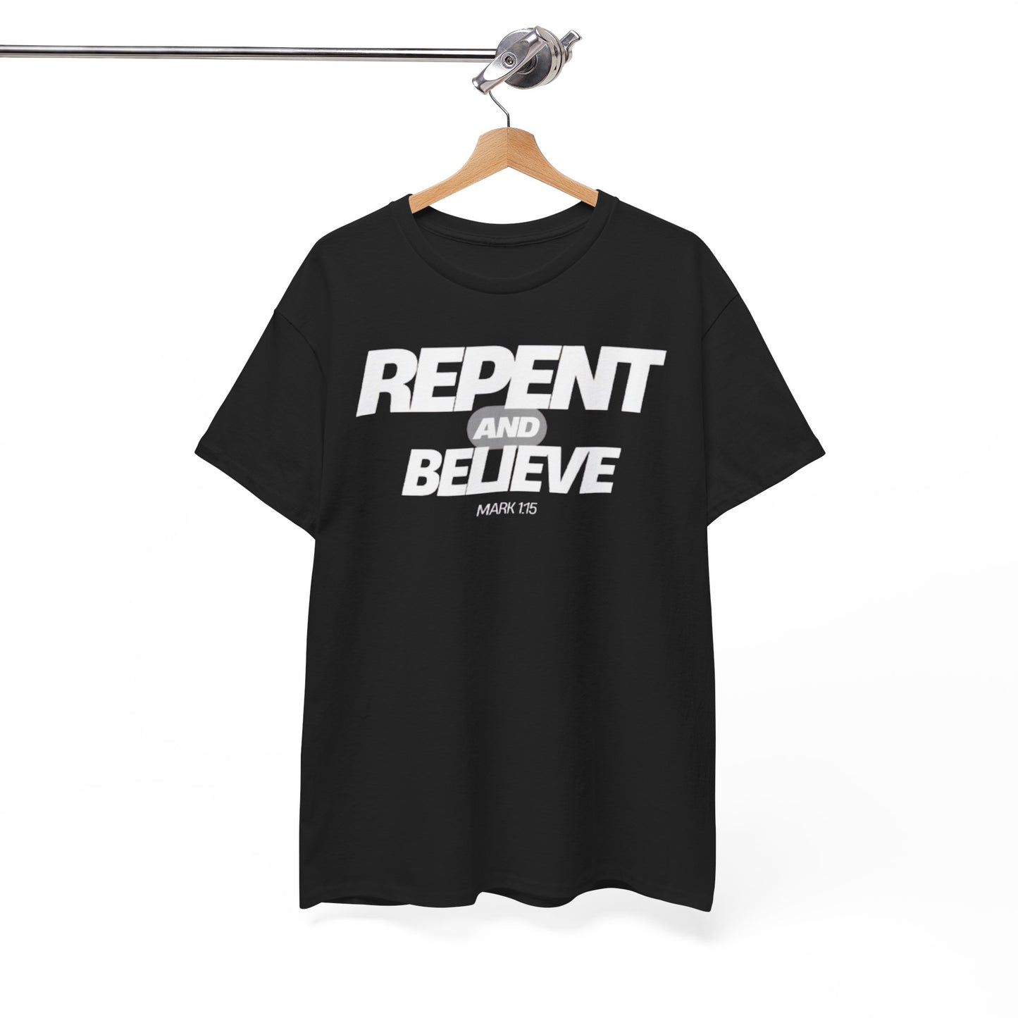 Repent and Believe Christian Jesus Faith Unisex Heavy Cotton Tee