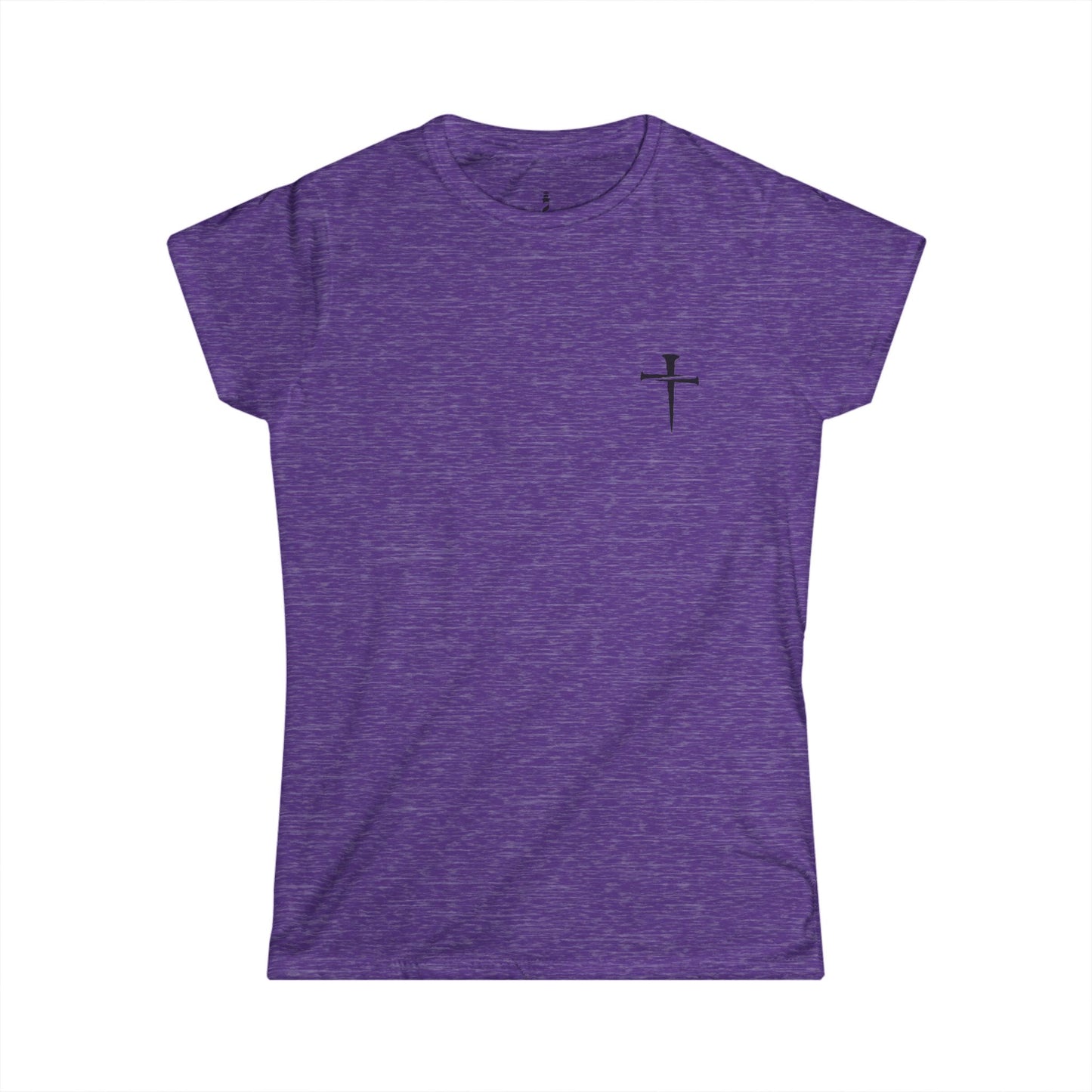 Women's Softstyle Tee with Minimalist Cross Design | Casual Faith-Inspired Shirt