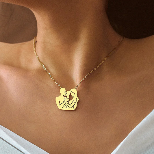 Gold or Silver Stainless Steel Family Love Pendant Necklace