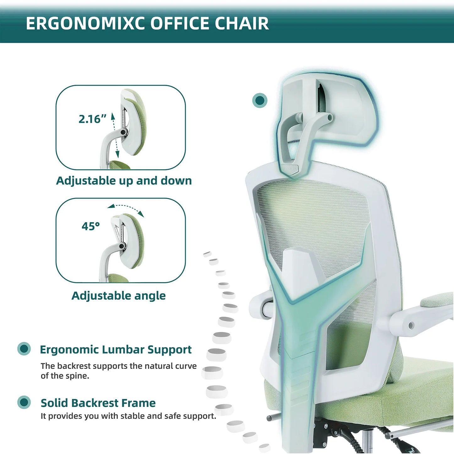 High Back Reclining Office Chair Ergonomic Reclining Rolling with Lumbar Support