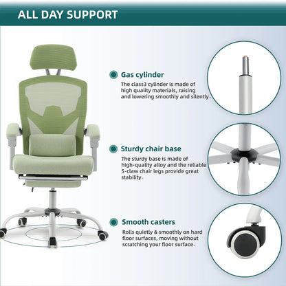 High Back Reclining Office Chair Ergonomic Reclining Rolling with Lumbar Support